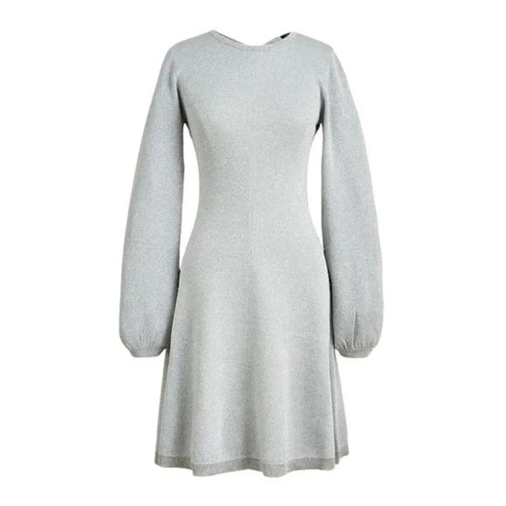 J. Crew Lurex Twist Back Dress in Silver Grey Size Medium NWT